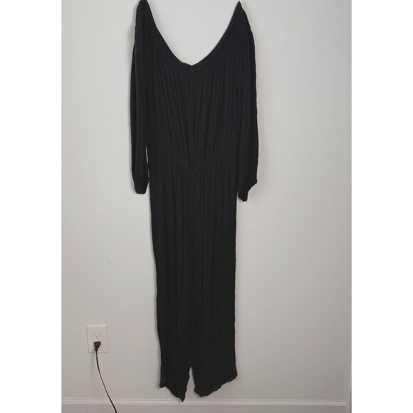 Free People Show Your Shoulder Romper Tassel Longsleeve Black Medium Boho Hippie - Picture 4 of 9